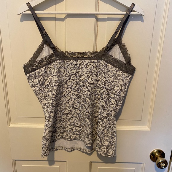 White House Black Market Cream / Gray Camisole LARGE - Picture 3 of 6